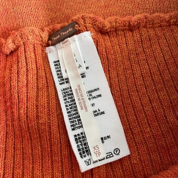 Free People Keep It Real Flare Orange Ribbed Knit Pants - Picture 4 of 4